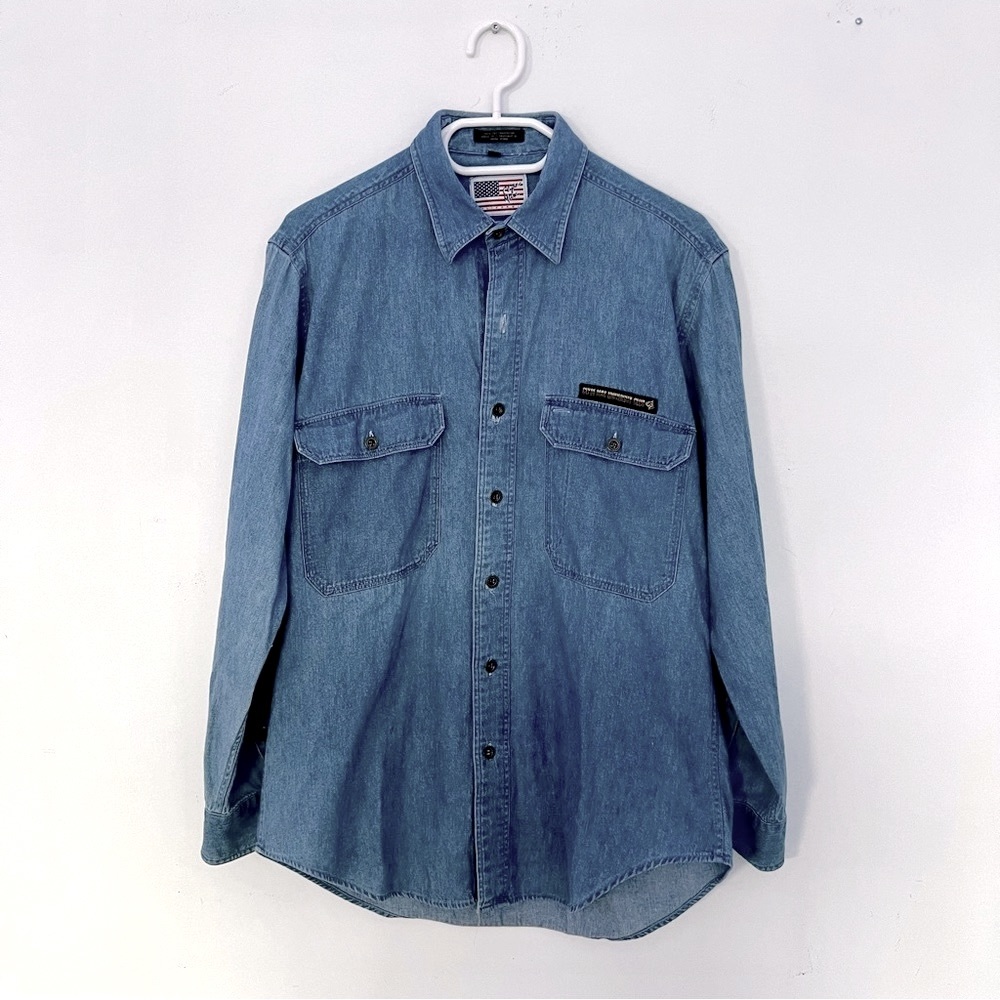 (S) Blue shirt longsleeve california casual vintage 100% cotton